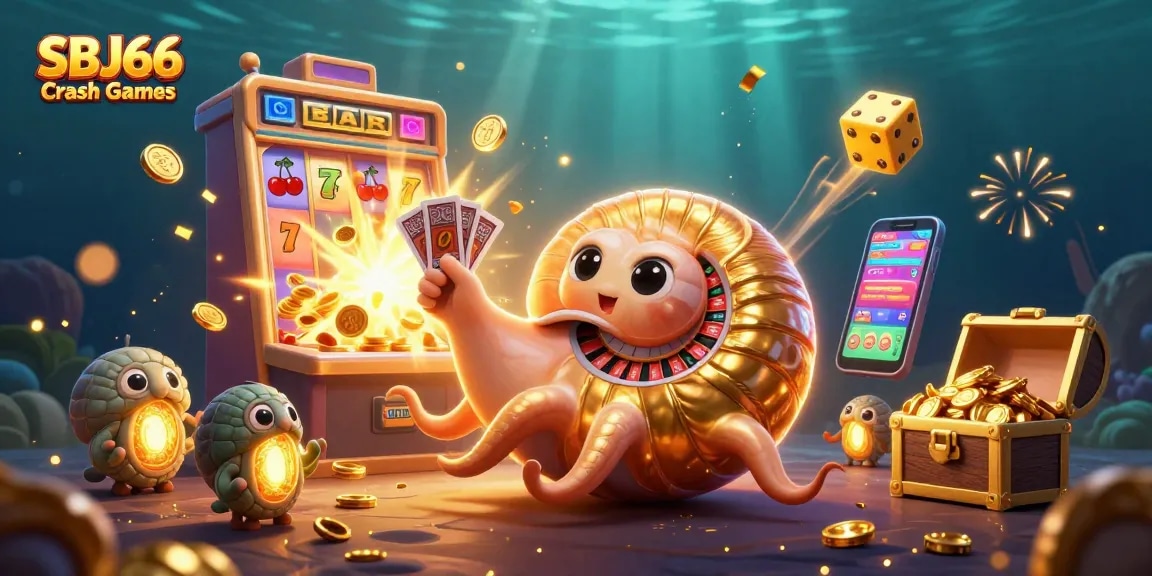 Engage with SBJ66 Crash Games featuring vibrant casino elements and characters in a dynamic 3D scene.