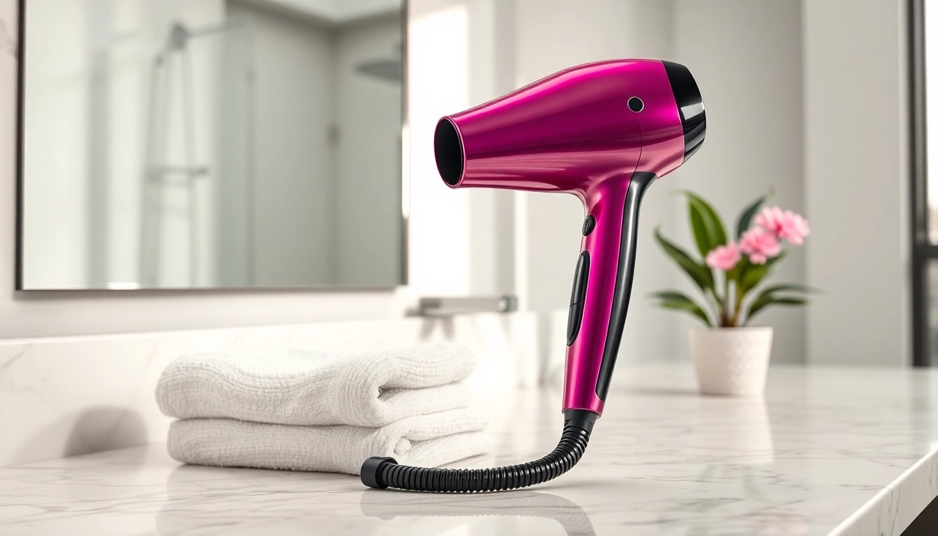 Laifen high-speed hair dryer showcased elegantly on a stylish bathroom countertop.