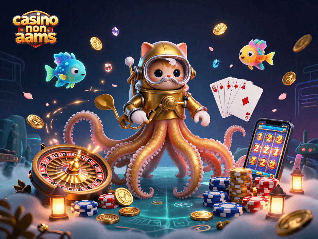 Gioca nei migliori casinò non AAMS, esplorando slot e bonus con il kraken e un gatto subacqueo.
