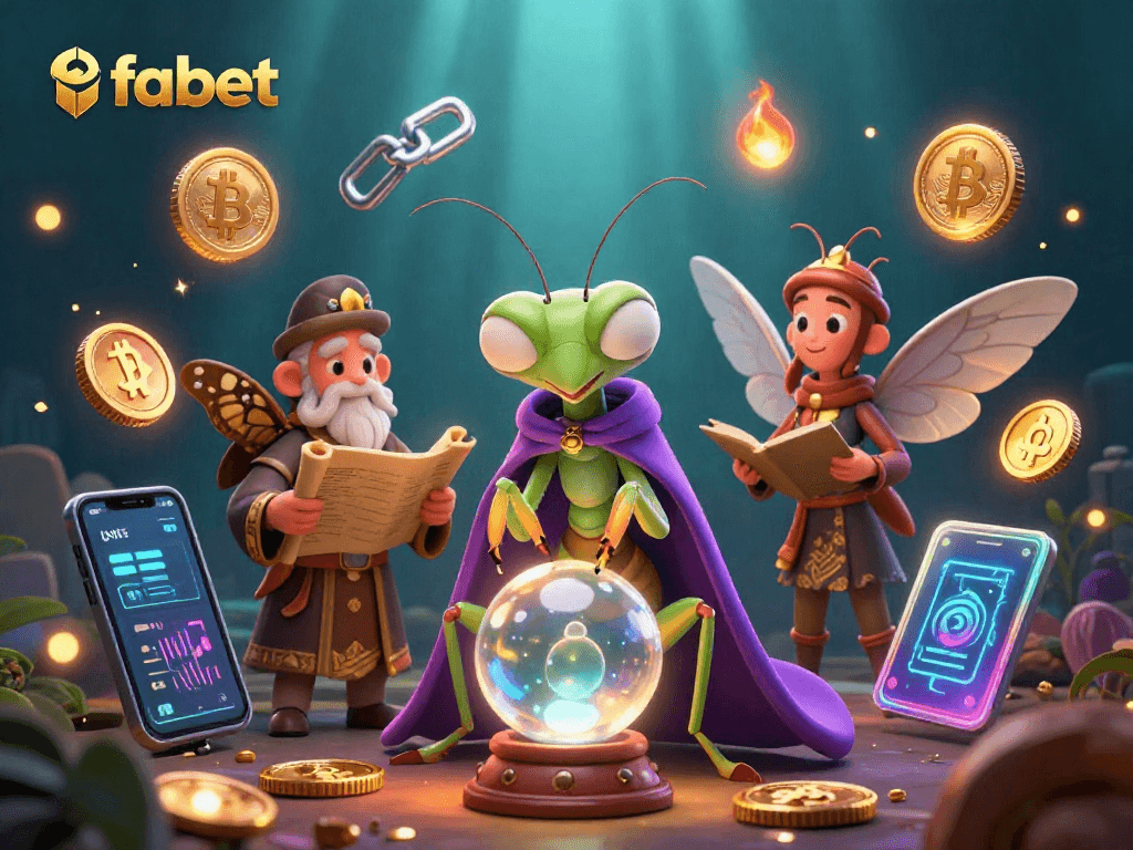 Experience fabet's vibrant casino atmosphere with a mystical fortune teller and energetic scene.