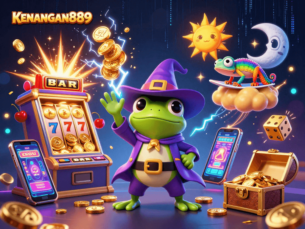 Experience the exciting games at KENANGAN889 with golden coins and vibrant casino fun.