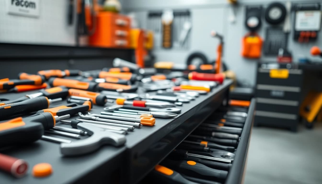 Using facom herramientas to complete precision tasks in a professional workspace.