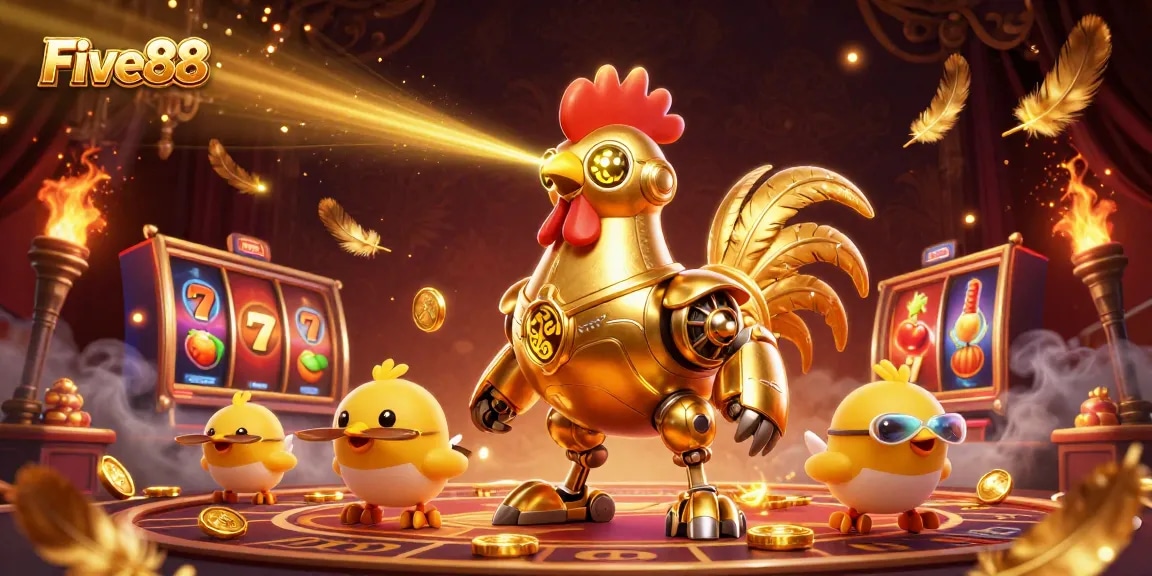 Experience the excitement of Five88 with a vivid illustration of a casino adventure.
