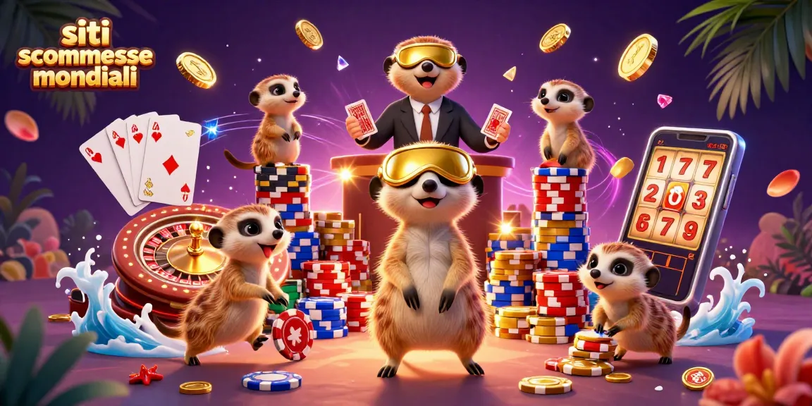 Scopri i migliori siti scommesse mondiali con questa vivace illustrazione 3D di un casinò.