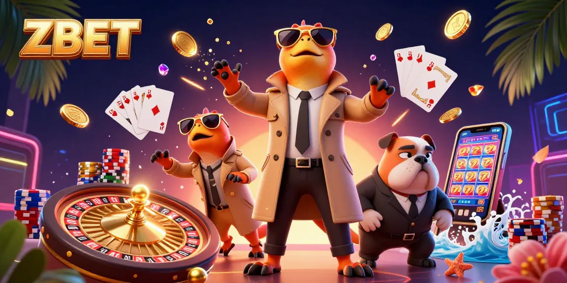ZBET raptors in a trench coat attempt to enter a VIP lounge, surrounded by dazzling casino icons.