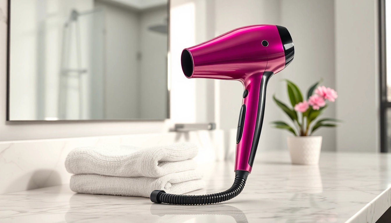 Laifen high-speed hair dryer showcased elegantly on a stylish bathroom countertop.