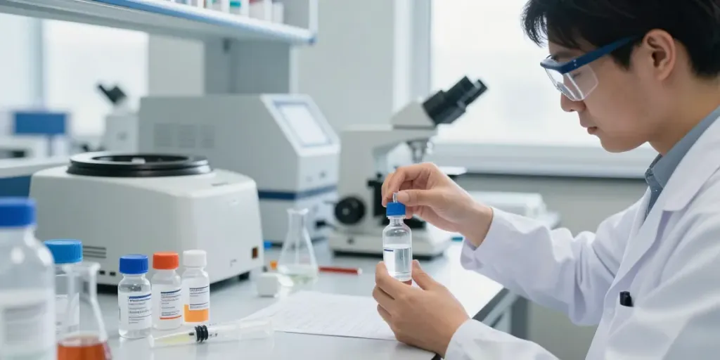 Bac water for peptides being measured in a lab environment for research use.