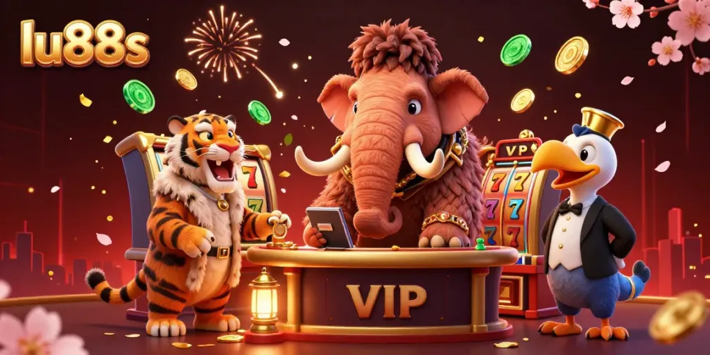 Experience the thrilling world of lu88s with a 3D animated casino scene featuring vibrant characters and engaging game elements.