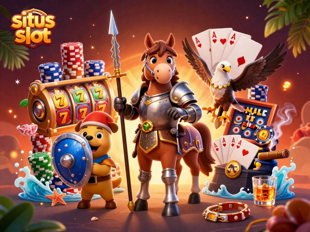 Spin winning reels at situs slot with dynamic characters and vibrant casino elements.