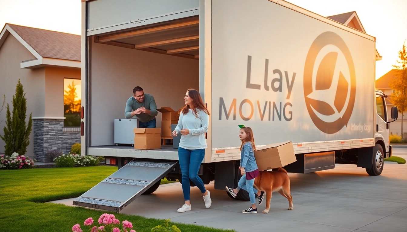 Families in a moving truck from moving companies edmonton enjoy unpacking at their new home.