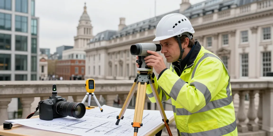 Surveyors as we all surveys precisely measuring buildings in London.