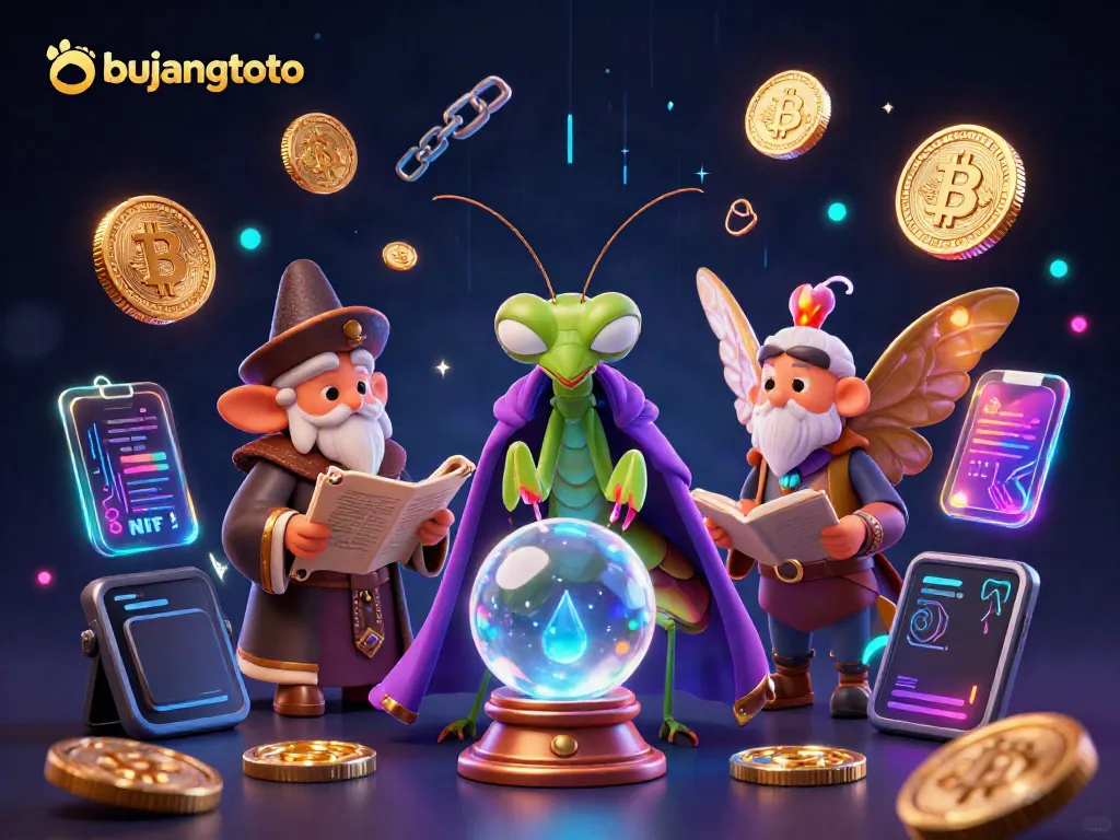 Experience the thrill of bujangtoto with this immersive 3D fortune teller scene featuring mystical elements and crypto themes.
