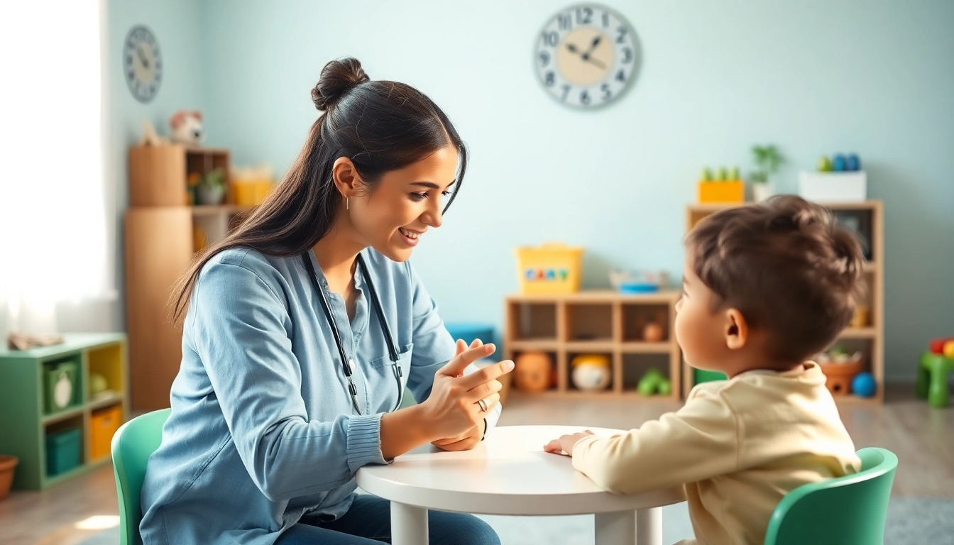 Engaging ABA services session with a therapist focusing on child development.