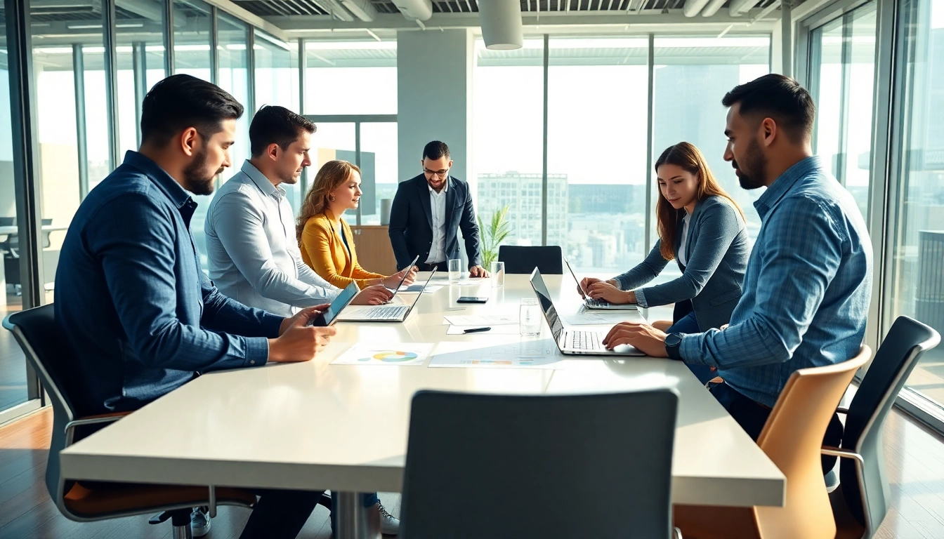 Team collaborating at a leading digital marketing agency, showcasing teamwork and creativity.