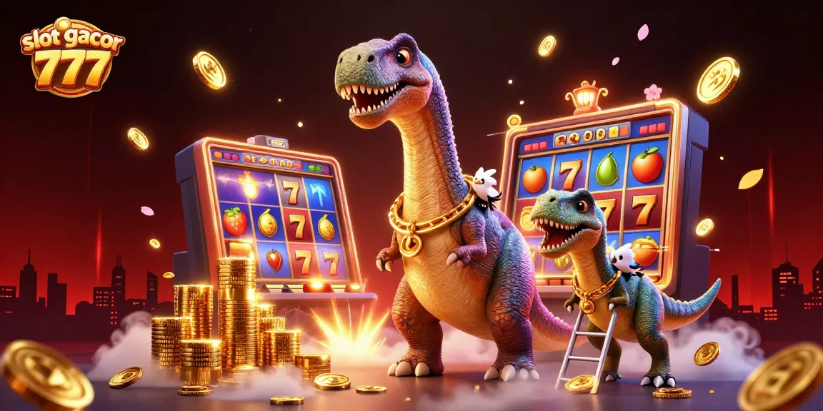 Experience thrilling gameplay at slot gacor 777 with an imaginative 3D casino scene featuring dynamic slot reels and bright jackpots.