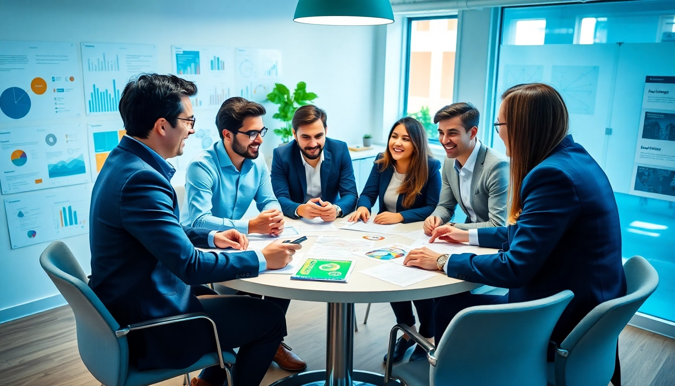 Engaging early stage investing discussion among investors in a bright, modern office setting.