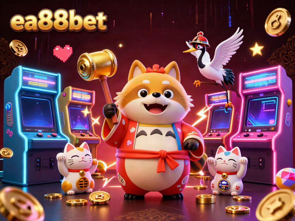 Experience thrilling gameplay with ea88bet featuring a tanuki and colorful game elements.