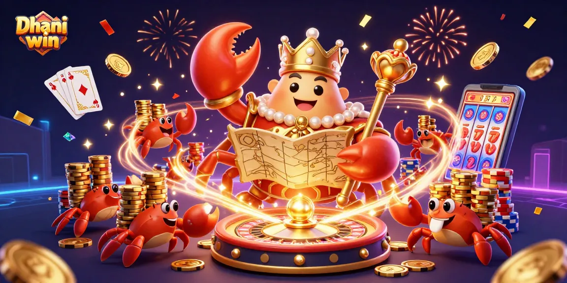 Dhani win brings excitement with a golden crab emperor, gaming visuals, and vibrant casino elements