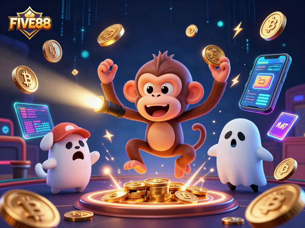 Engage in thrilling action with FIVE88's polished casino adventures featuring a playful phantom.