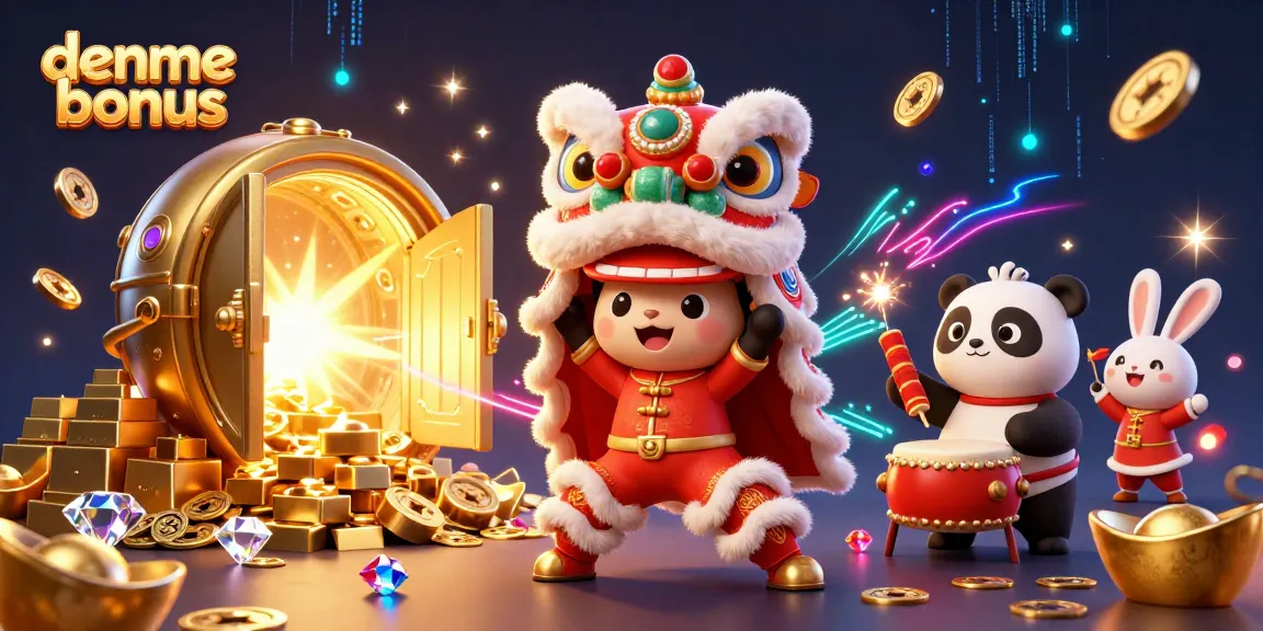 Engage with the deneme bonus promotion, featuring vibrant characters amidst treasure and gold.