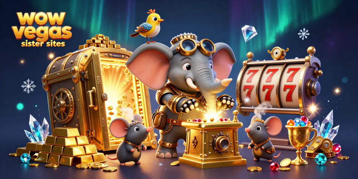 Spin the reels at wow vegas sister sites with steampunk characters amidst treasures and sparkle