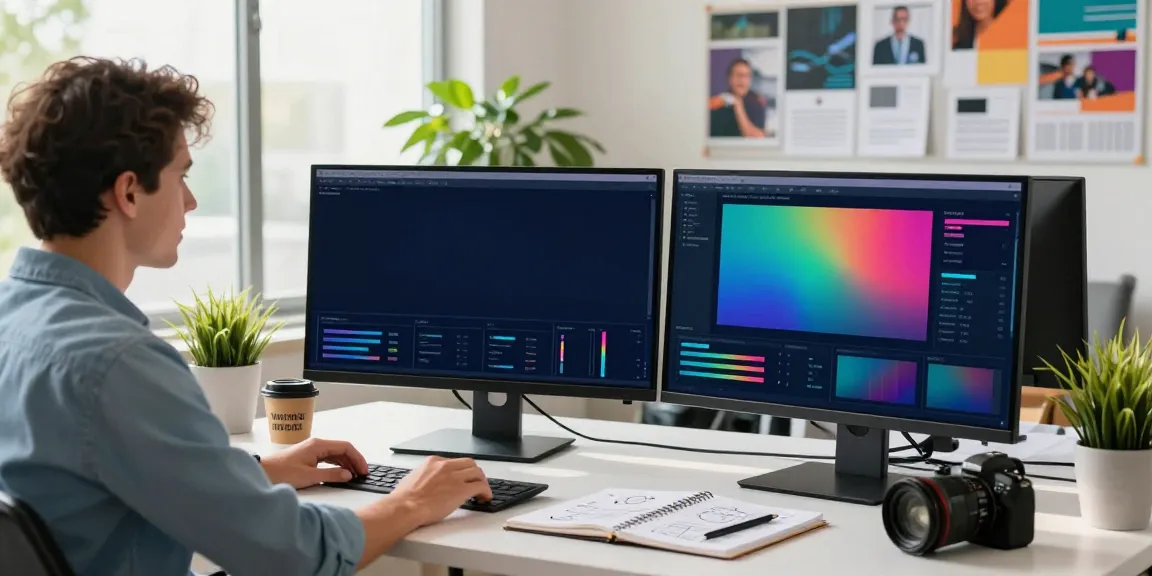 Engaging digital marketing workspace with metrics and creativity in focus while clicking here for insights