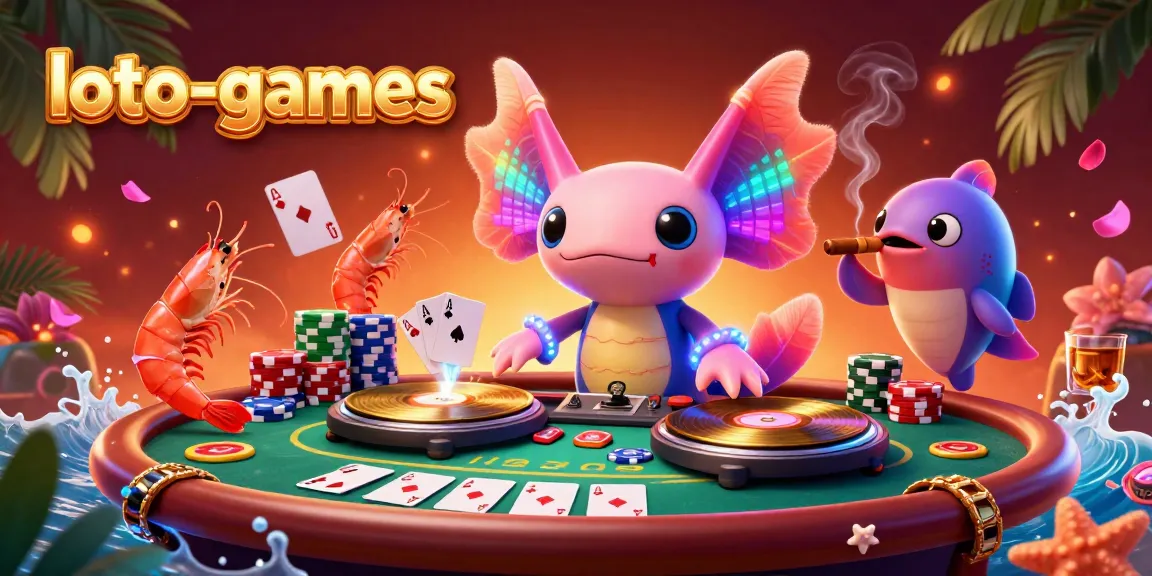 Spin golden vinyl records and win at loto-games with vibrant 3D characters in a lively casino scene.