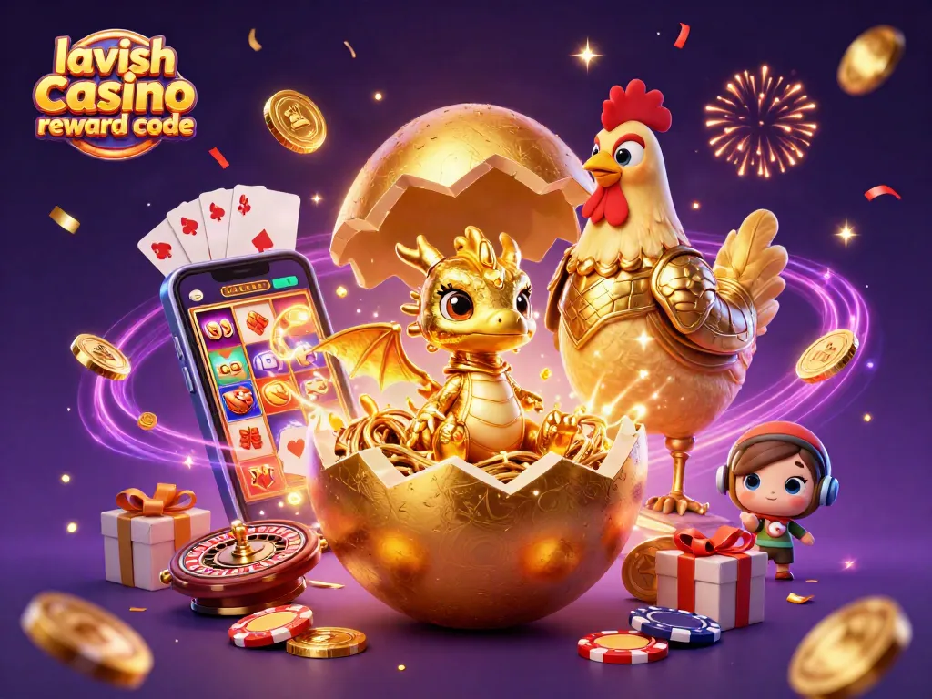 Experience lavish luck casino reward code with a vibrant scene featuring golden elements and dynamic gaming visuals.