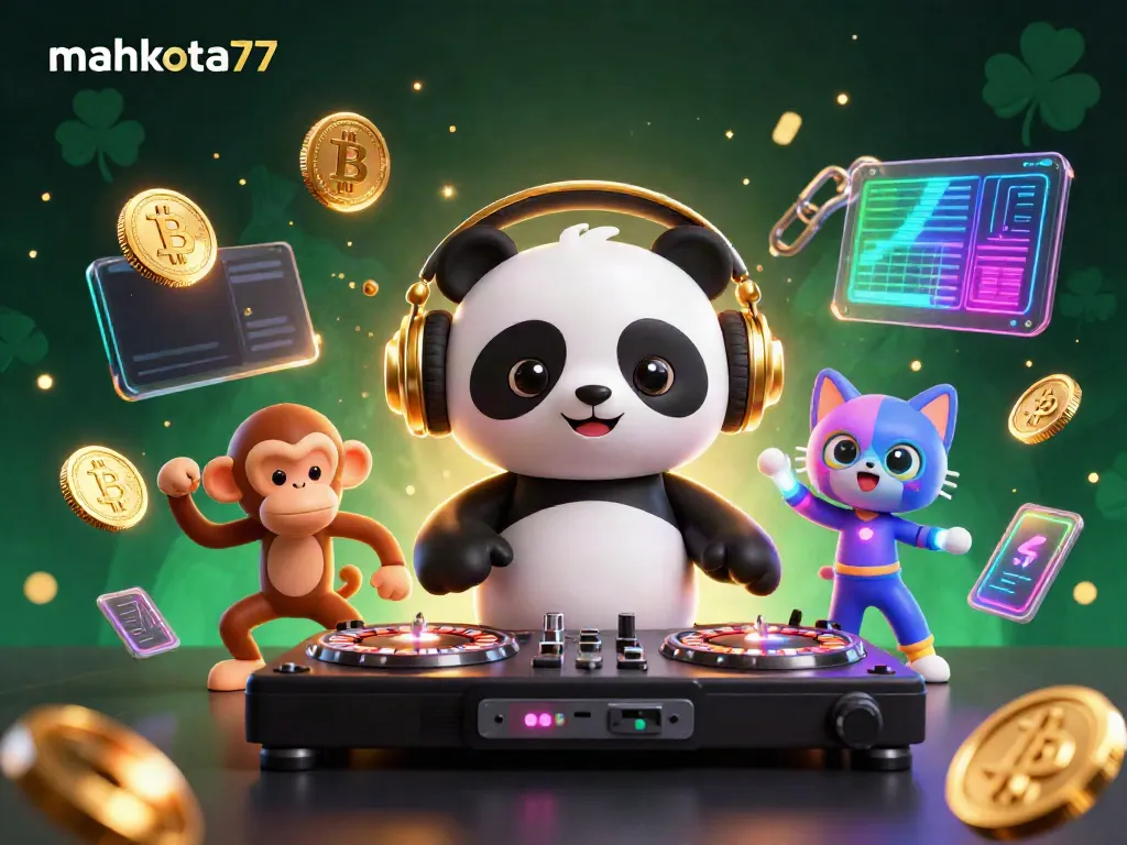 Mahkota77 menghadirkan pengalaman bermain kasino dengan DJ panda, monyet menari, dan kucing dengan glow-stick.