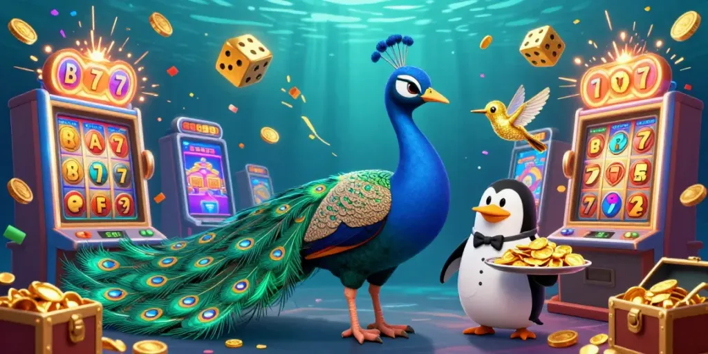 Experience the thrill of NK88 with vibrant, dynamic casino elements in an enchanting scene of animated characters.