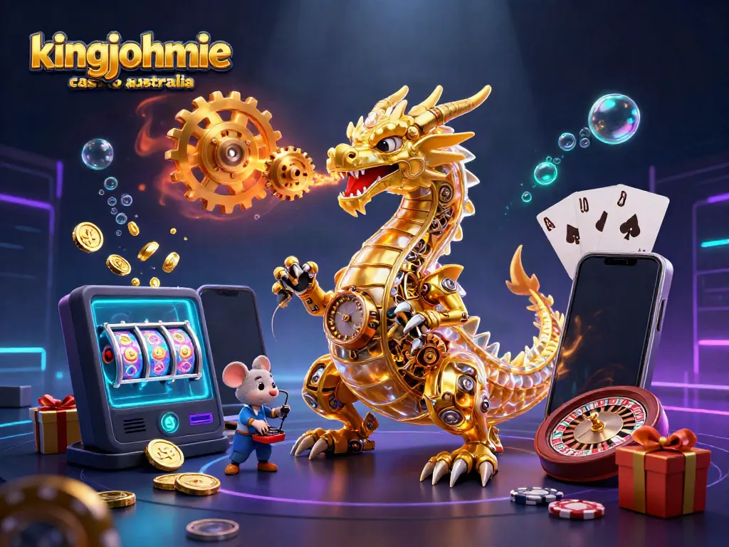 Experience thrilling gaming at kingjohnnie casino australia with a vibrant scene of a golden dragon and fascinating game elements.