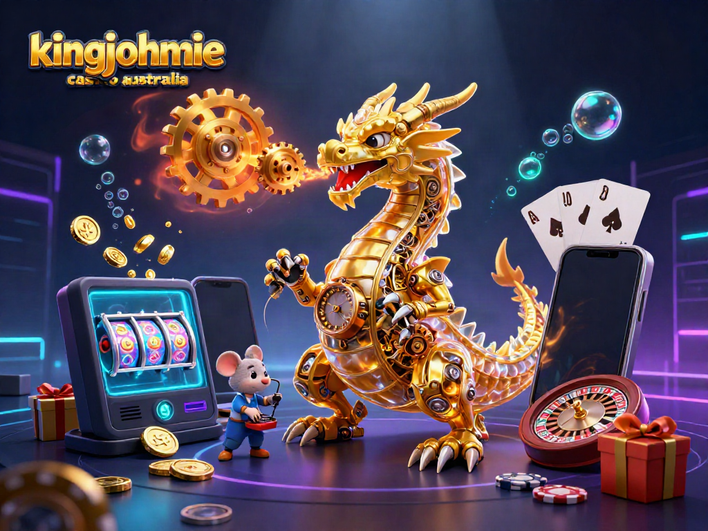 Experience thrilling gaming at kingjohnnie casino australia with a vibrant scene of a golden dragon and fascinating game elements.