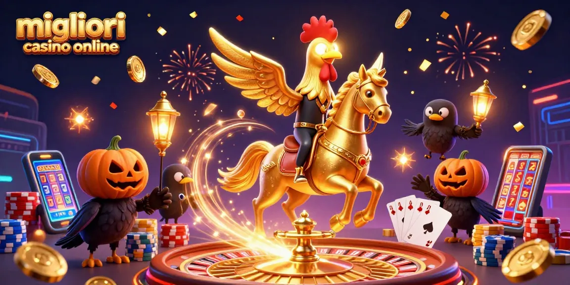 Vivi l'emozione dei migliori casino online con un gallo d'oro nel cuore dell'azione del gioco.