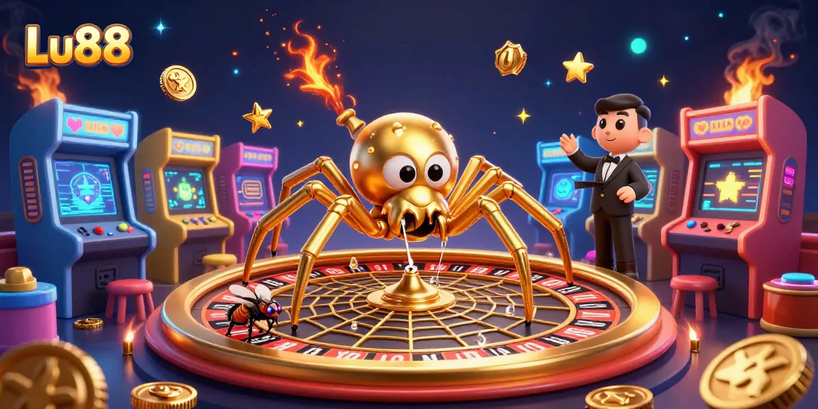 Engage with Lu88 for thrilling casino action featuring a golden spider and dynamic game elements.