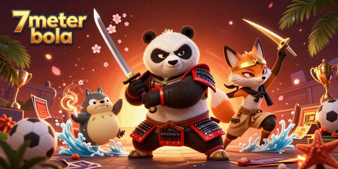 Join the action at 7meter bola while samurai panda and ninja fox celebrate a thrilling sports betting atmosphere.