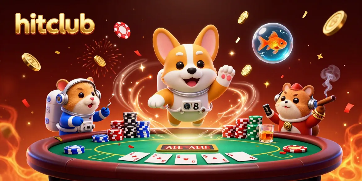 Enjoy winning with hitclub in a vibrant casino scene featuring floating characters and dynamic gameplay elements.