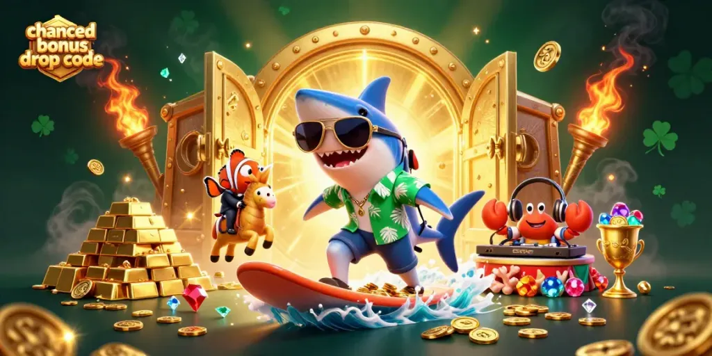 Experience the excitement of Chanced bonus drop code with a vibrant casino scene filled with fun characters.