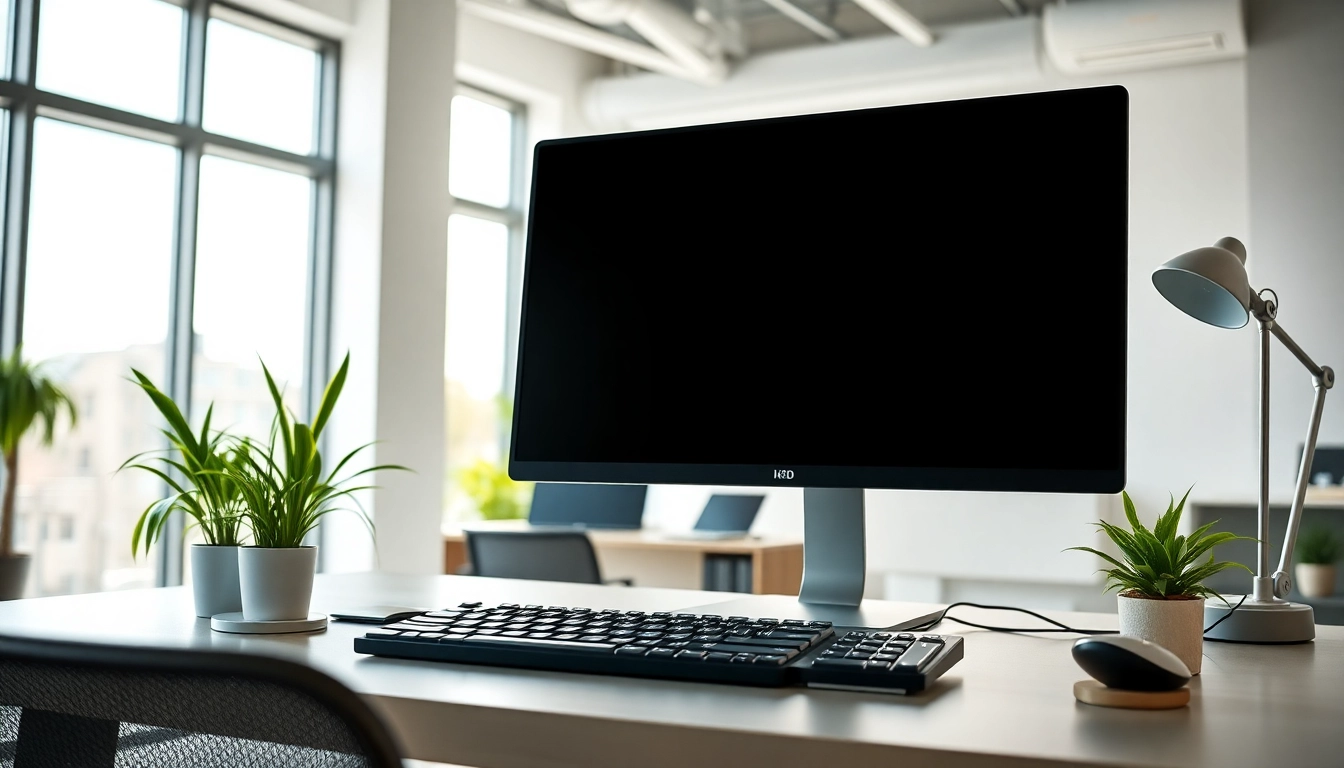 Ανακαλύψτε την ποιότητα ενός refurbished pc σε μοντέρνο γραφείο με ανοιχτό φως.