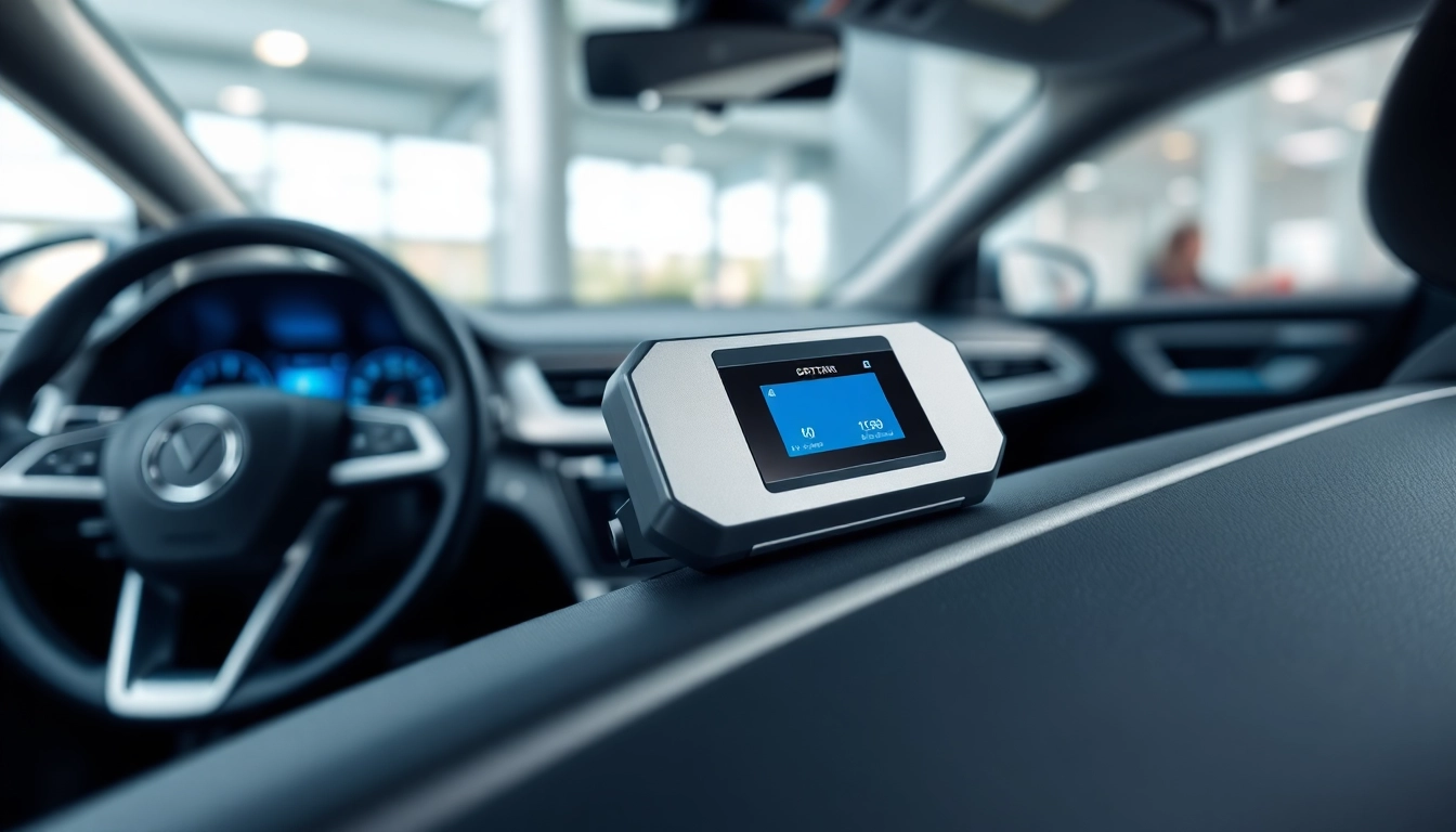 Showcasing Insurance approved trackers on a modern car dashboard with a sleek design.