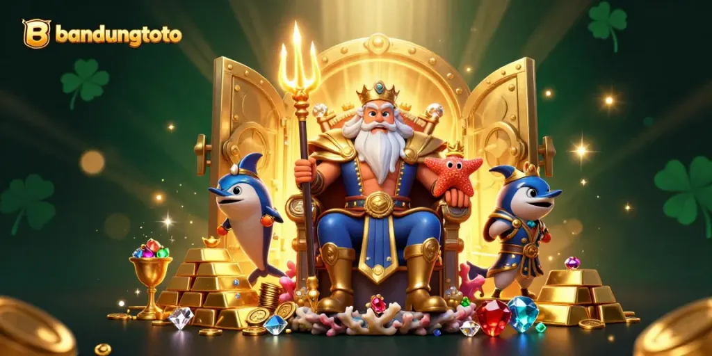 Engage with bandungtoto's vibrant 3D casino adventure featuring Neptune and treasures