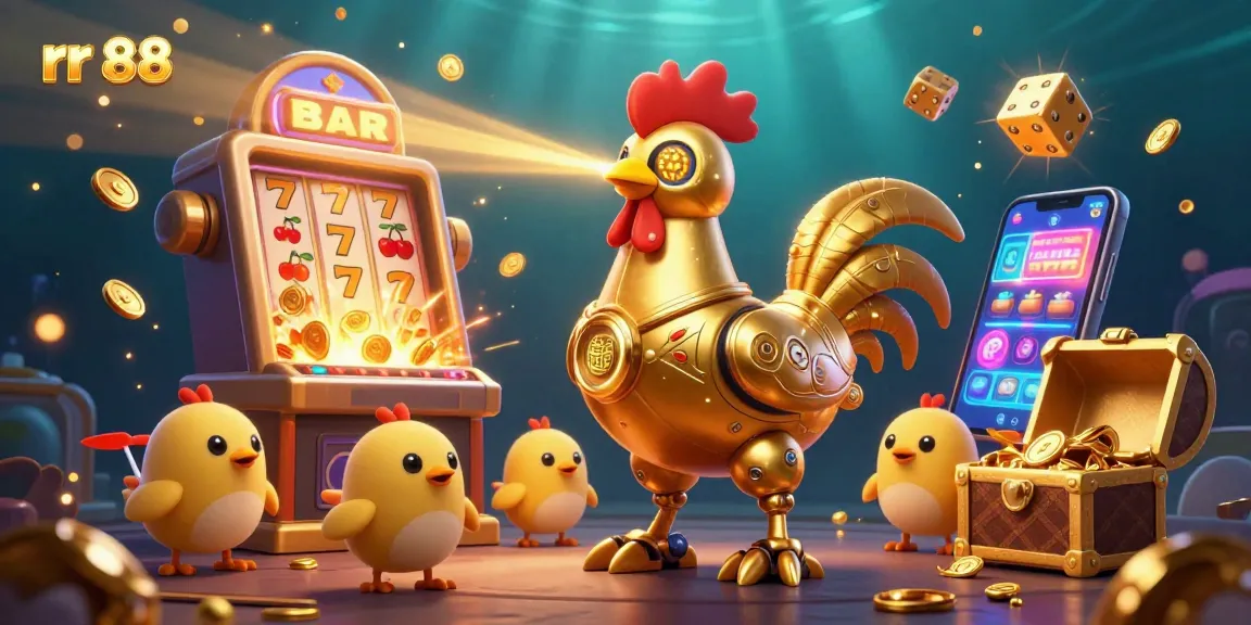 Experience rr 88's thrilling jackpot moments, featuring a golden rooster robot and dynamic gameplay elements.