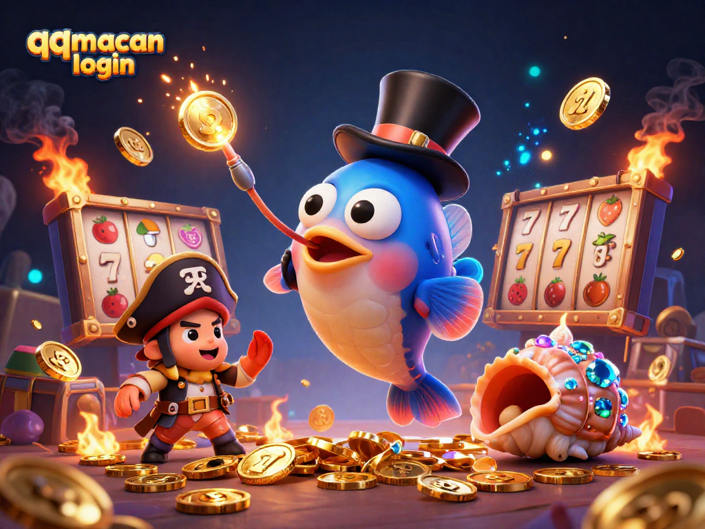 Engage with the thrilling qqmacan login experience surrounded by vibrant slots and dynamic casino elements.