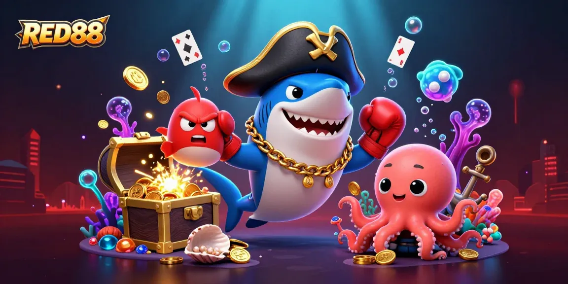 Engage with RED88's vibrant casino scene featuring dynamic characters and rich gaming elements.