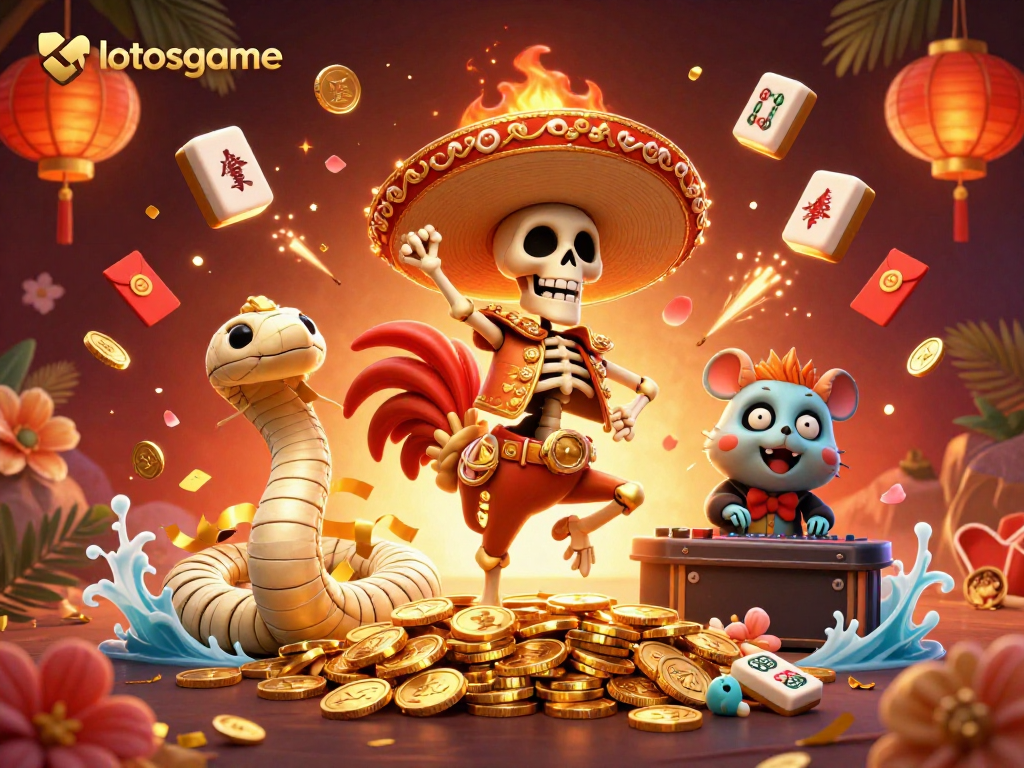 Engage in thrilling gaming adventures with lotosgame featuring vibrant characters and festive elements.