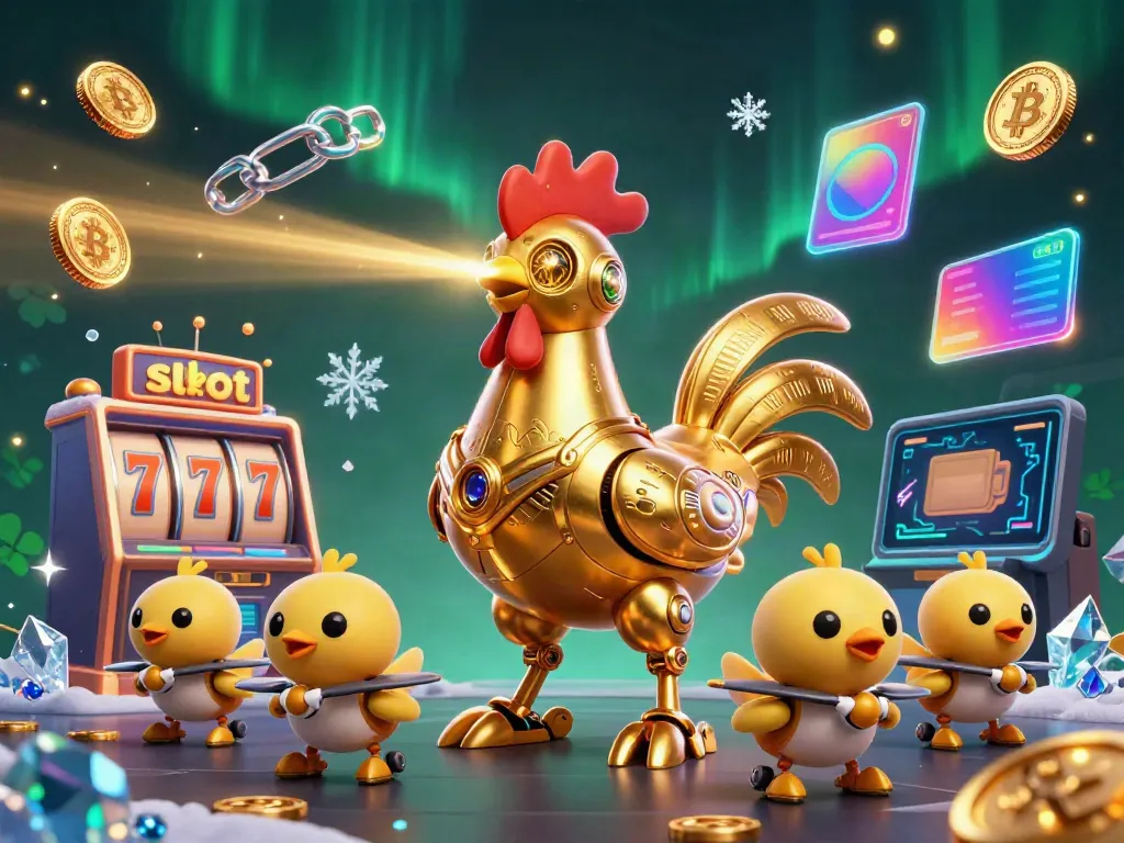Slot permainan mesin dan robot ayam futuristik dengan elemen cryptocurrency yang menakjubkan