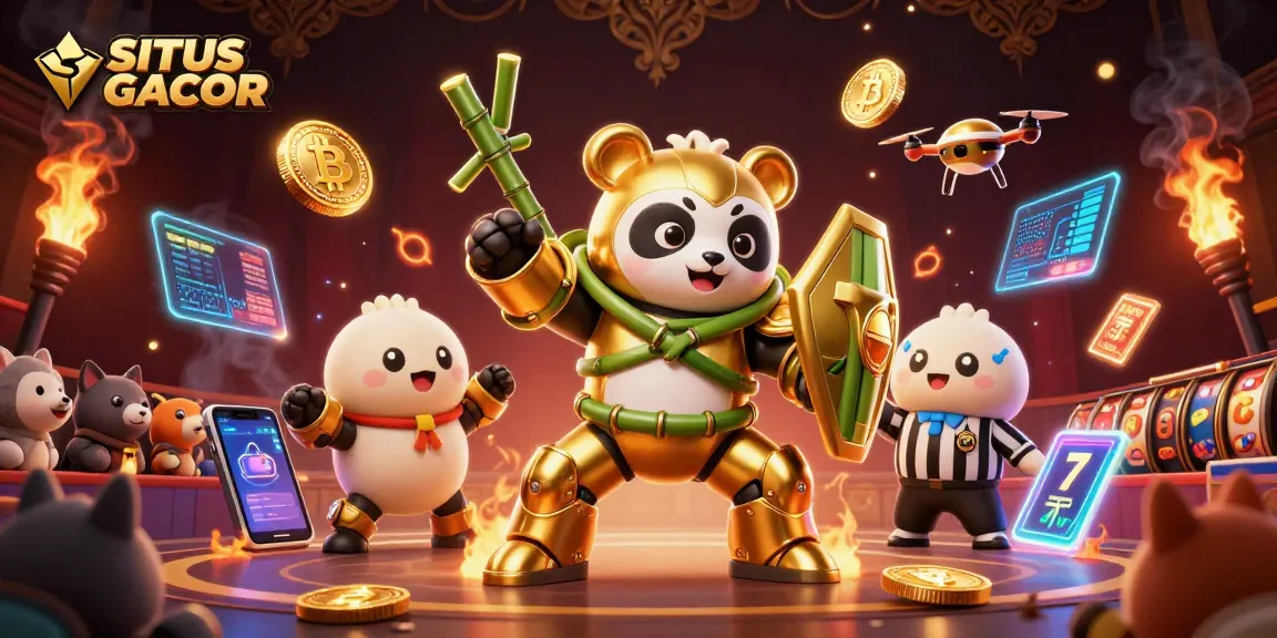 Engage with SITUS GACOR featuring vibrant slots and thrilling gameplay in a dynamic 3D scene.