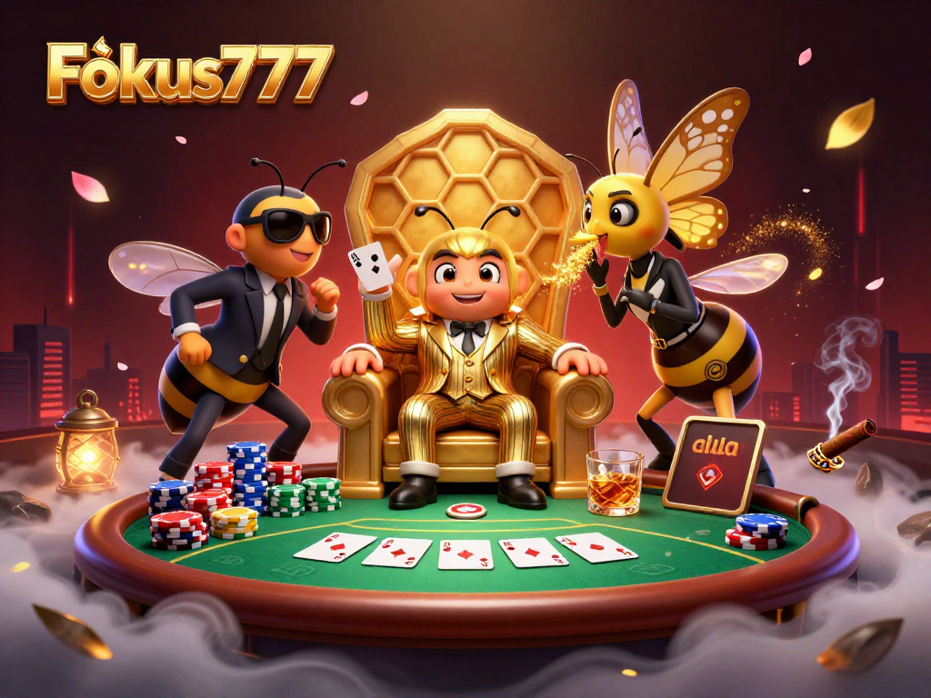 Engage with Fokus777 strategies at this lively 3D casino scene featuring a mob boss and poker actions.