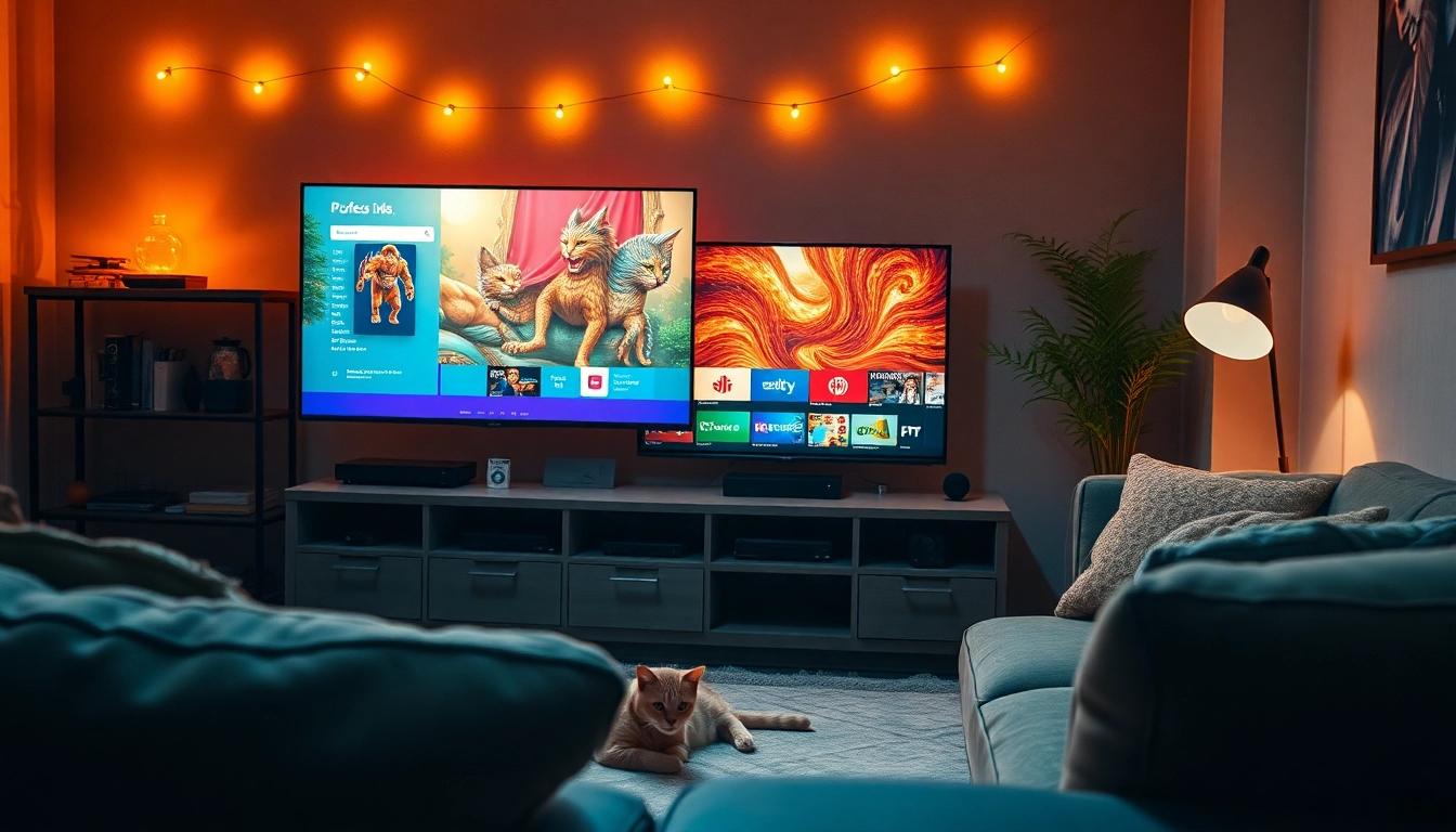 Catch an IPTV Trial setup in a cozy living room showcasing vibrant streaming.