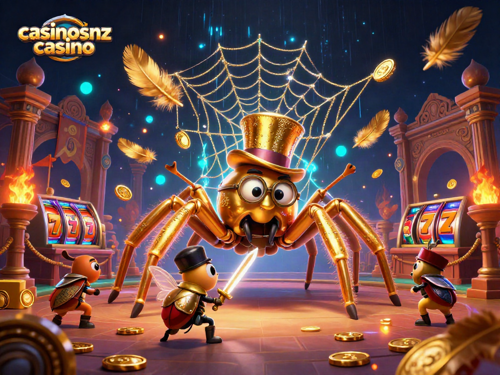 Engage with casinosnz casino in a vibrant, action-packed 3D scene featuring a heroic beetle knight.
