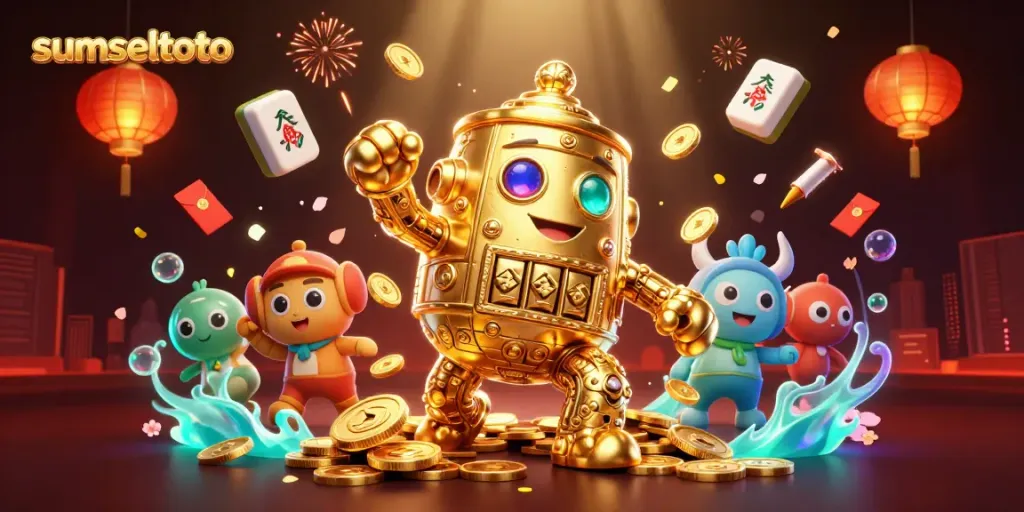 Experience premium gaming with sumseltoto's golden golem and dynamic casino elements in action.
